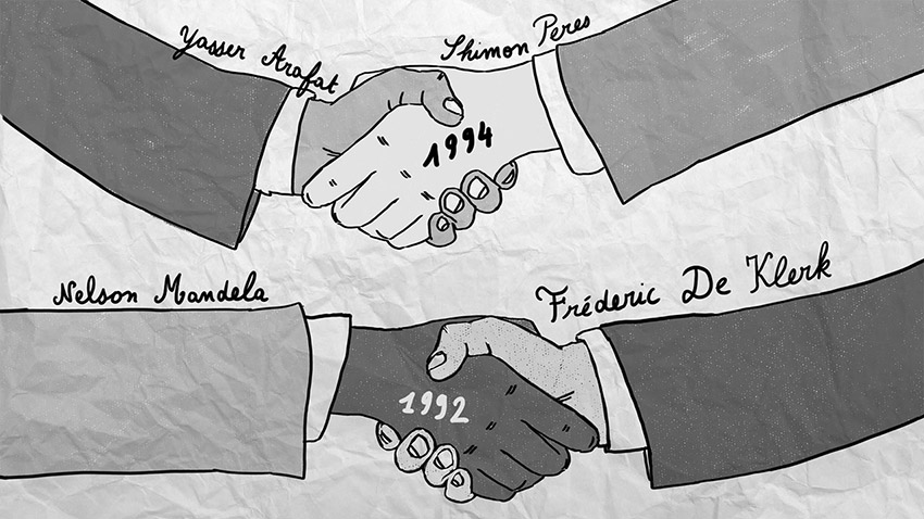 personnages qui se serrent la main, dessin, papier, forum économique mondial davos 2015